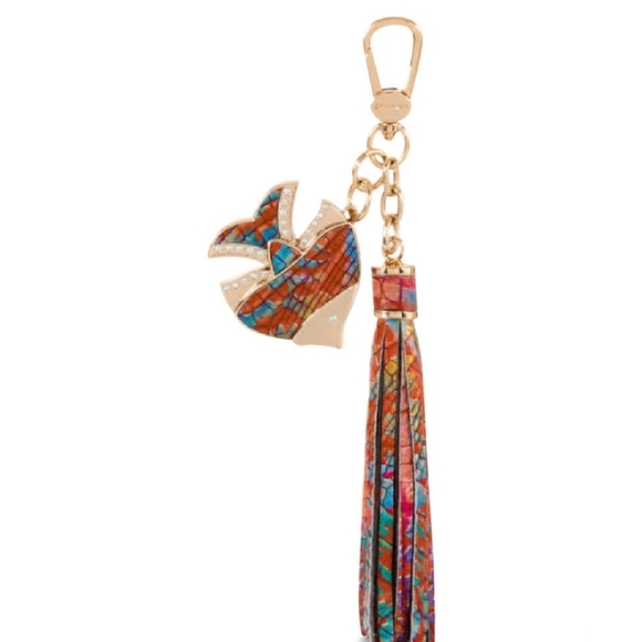 🐟🔹BRAHMIN🔹️fish Charm Crystal Tassel Rainbow Fish Melbourne Genuine Leather - Picture 1 of 7